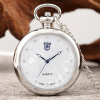 Reloj Retro de lujo con caja de plata lisa, reloj de bolsillo de cuarzo con cadena para regalo de hombre