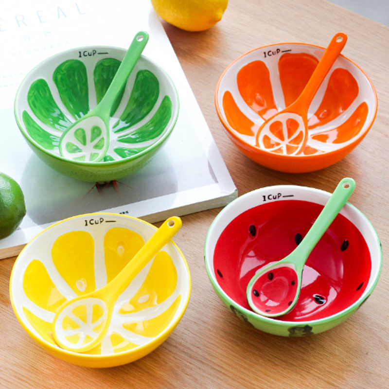 Cartoon Bowl Handpainted Tableware Fruit Bowl Rice Dessert and Soup Snack Cute Ceramic Noodle Bowl with Volume Discount