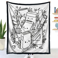 Couverture à colorier DIY motif cactus en ligne simple, lavable, réutilisable, douce, pour peinture manuelle d'enfants, personnalisable