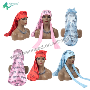 <span class=keywords><strong>Bonnet</strong></span> de nuit en satin soyeux personnalisé, extra long, doux, élastique, avec lien antidérapant, pour tresses longues - Product Image 3