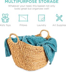 Grand panier à linge vintage polyvalent Panier de rangement polyvalent en jacinthe - Product Image 5