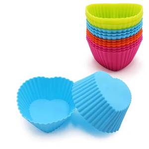 Moules en silicone antiadhésifs en forme de cœur, réutilisables, pour cupcakes et muffins, outils de pâtisserie, doublures pour gâteaux - Product Image 1