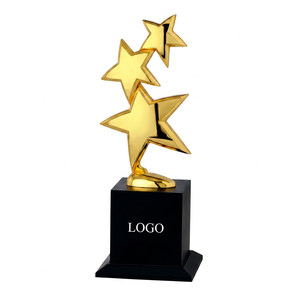 Trophée Étoile Métallique Modèle 603 Plaqué Or, Argent, Cuivre, Récompense Sportive avec Base Noire, Gravure de LOGO, Conception Durable - Product Image 1