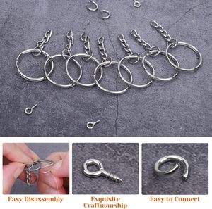Audab Pcs Keychain Bulk Pcs Keychain <b>Rings</b> With Chain And Open Jump <b>Ring</b> With Screw Eye Pins For Crafts And Jewelry Making - Product Image 5