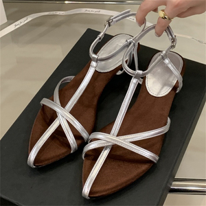 Sandalias de Playa de Verano para Mujer XSD, con Punta Abierta, Tiras Cruzadas, con Cordones de Cuero, Tacón Bajo, Tacón Gatito, Sandalias Planas - Product Image 5