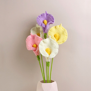 Calla Lily Crochet mô hình Crochet mô hình hoa vĩnh cửu Hoa Crochet hoa nhân tạo bó hoa - Product Image 5