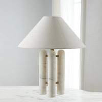 Lampe de table moderne en marbre avec abat-jour en tissu - Douille E27 Luminaire de bureau pour réception d'hôtel, bureau, salon, salle d'étude
