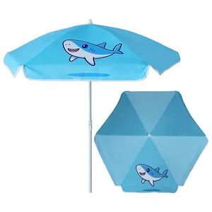 مظلات شمسية قابلة للتعديل بتصميم مطبوع حسب الطلب مقاس 5 أقدام 6 قيراط من الصلب بتصميم ذي شريط حماية من الأشعة فوق البنفسجية مظلة شاطئ قابلة للطي للأطفال