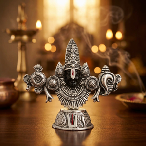 Murti de Balaji Plateado Pulido de 7.5 Pulgadas, Ídolo Religioso de Metal para Adoración Sagrada en el Hogar, Decoración de Templos y Regalos - Product Image 4