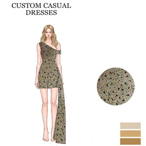 Elegante da <span class=keywords><strong>donna</strong></span> elegante abito da sera con paillettes stile dolce con girovita naturale tinta unita e lavabile di fabbrica - Product Image 1