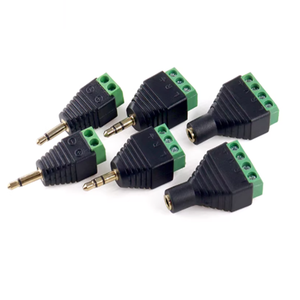 Prise audio pour casque à double canal plaquée or 3,5 mm sans soudure. Adaptateur stéréo. Bornes vertes sans soudure - Product Image 1
