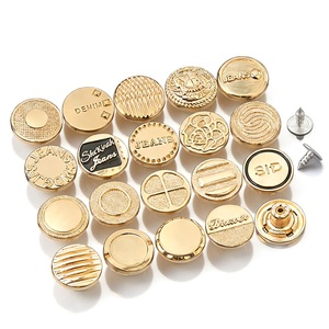 Golden Round Jeans <b>Buttons</b> and Rivets Zamac Custom Brand Logo Pattern Jacket Metal <b>button</b> for Jeans Denim Clothing - Product Image 1