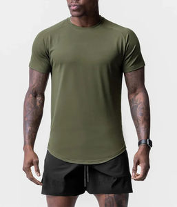 Color sólido cuello redondo manga corta hombres Casual manga raglán deportes Base camiseta - Product Image 5