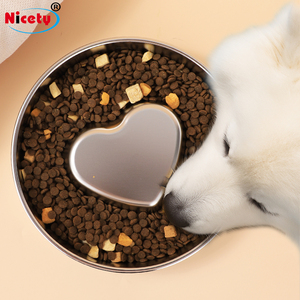 Mangkuk Anjing Ramah Lingkungan 985ml Baja Anti Karat Perak 22cm Model Love Slow Feeder Tahan Lama & Anti Gigit Mudah Dibersihkan Untuk Makanan Basah & Kering - Product Image 5