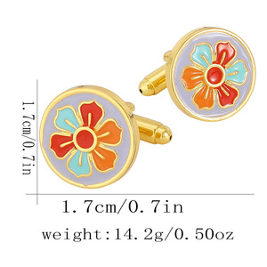 <strong>2026</strong> Custom Logo <strong>New</strong> Round Alloy Cufflinks with Simple Design for Men Colorful Flower Cufflinks Gifts - Product Image 6