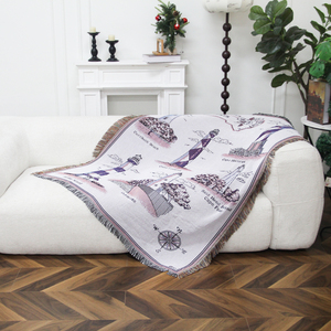 Plaid en tapisserie à motif de <span class=keywords><strong>carte</strong></span> de phare vintage, faible MOQ, direct usine, pour la décoration <span class=keywords><strong>du</strong></span> salon, de la chambre, <span class=keywords><strong>du</strong></span> canapé et de la maison de plage - Product Image 2