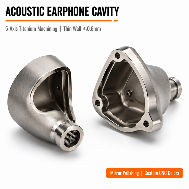Custom CNC Machined Titanium Earphone Shell High End Acoustic IEM Cavity OEM
