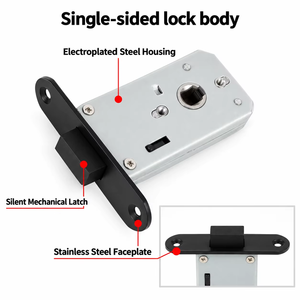 Serrure de porte invisible à bouton rond minimaliste en alliage de zinc noir pour portes intérieures à charnières de chambre à coucher - Product Image 3