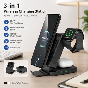 Estación de Carga Inalámbrica 3 en 1 Compacta y Plegable con Indicador LED para iPhone 17 <span class=keywords><strong>Pro</strong></span> Max - Product Image 4