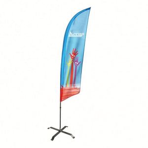 Drapeau de plage publicitaire personnalisé avec logo, en polyester, impression par sublimation double face, pour publicité extérieure - Product Image 2