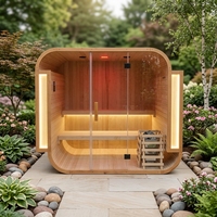 Promotion : Sauna Humide Électrique Moderne en Cèdre Rouge Personnalisé pour 4 Personnes, Idéal pour Villa, Nouveau Design Triangulaire