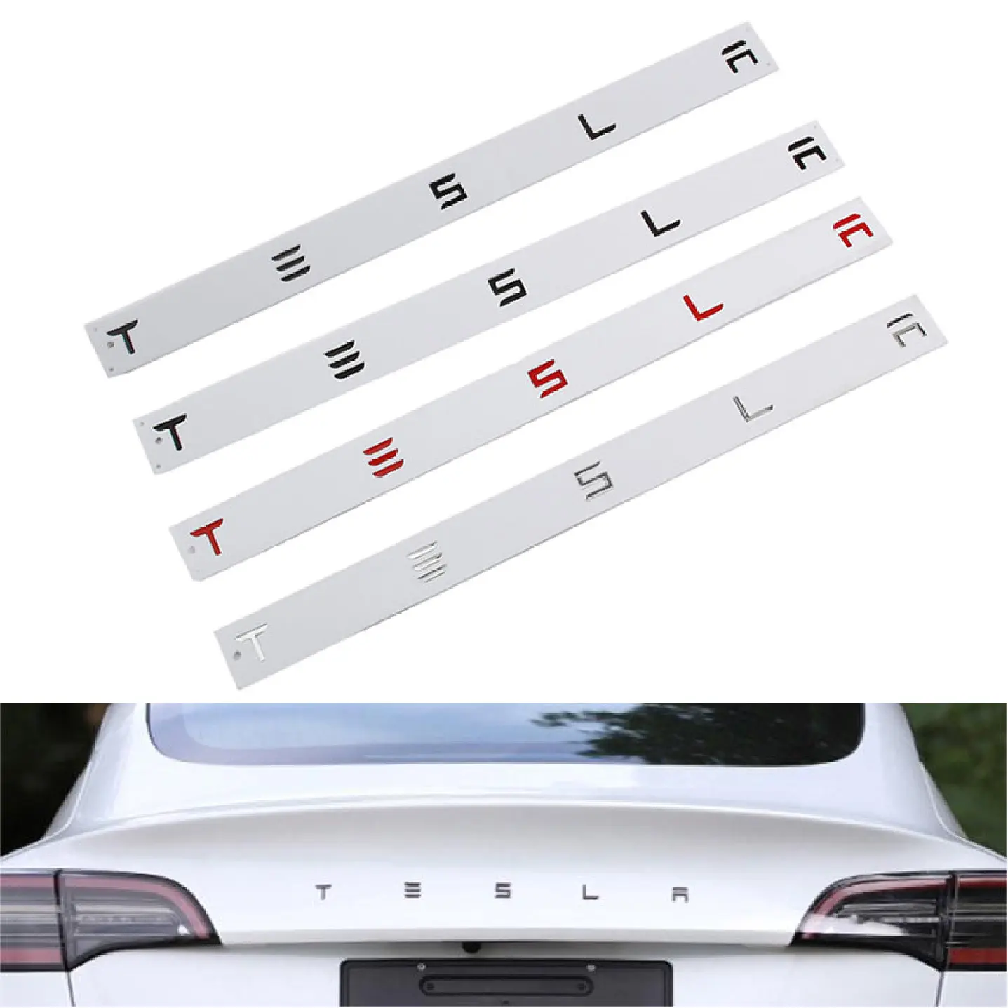 Wzauto Auto Exterieur Accessoires 3d Metalen Embleem Letter Logo Sticker Voor Tesla Model S Badge Stickers