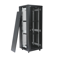 Rak Server Lantai Berkualitas Tinggi 32U 19 Inci Berbahan Baja dengan Lapisan Powder Coating, Pintu Kaca Temper, Kapasitas 6U 42U, Perlindungan IP20