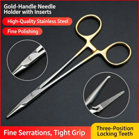 Porte-aiguille en acier inoxydable, forceps chirurgical à mâchoires insérées pour la pose de double paupière et les opérations de suture orale