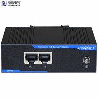 Protector Contra Sobretensiones PoE Industrial OEM/ODM de 1 Puerto 10/100M, 6KV, Montaje en Riel DIN, IP40, -40 a 75°C ℃   CE FCC para CCTV/Punto de Acceso Inalámbrico Hi-Net IPV101-6KV