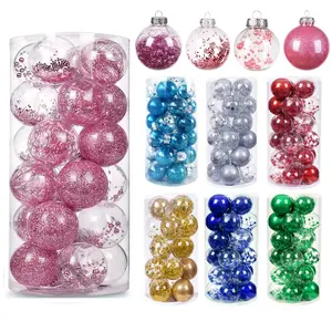 Y-S013 2022 nouveau Design exquis boules de noël transparentes en plastique incassable boules de noël pour les décorations d'arbre de noël