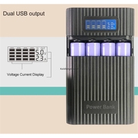 Boîtier de batterie externe DIY pour 4 piles 18650, boîte de stockage de charge 5V avec double USB et affichage numérique, étui de charge pour smartphones, support de batterie