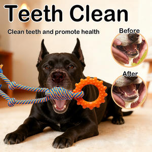 ของเล่นสุนัขแบบใหม่ ผ้าฝ้ายแบบอินเทอร์แอคทีฟ ของเล่นตุ๊กตาแบบกำหนดเอง ของเล่นเชือกสำหรับกัดทำความสะอาดฟัน ชุดของเล่นฝึกกัดสำหรับสุนัข - Product Image 4