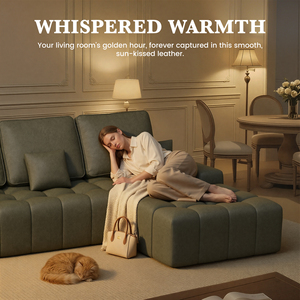 L-Shaped Modular <b>Sofa</b> Bed Set with Oversized Design Sponge-Filled Faux Leather Upholstery Home Furniture - Product Image 5