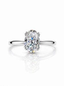 Oval Crushed <b>Ice</b> Moissanite Beautiful Engagement <b>Ring</b>, Hidden Halo Proposal <b>Ring</b> For Her - Product Image 5