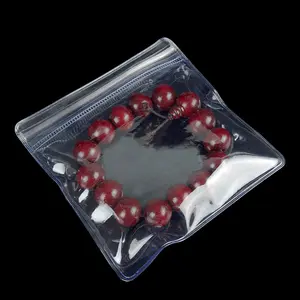 透明PVC透明珠宝蓝色拉链袋可重复密封的聚塑料袋包装珠宝戒指耳环