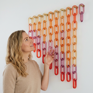 Escultura de Pared de Eslabones de Cadena de Resina Colorida, Decoración Artística para el Hogar, Forma Personalizada, Hecha a Mano, Degradado Azul, Fundición Artesanal - Product Image 1