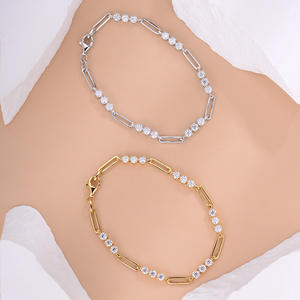 Pulsera de Moda Hip Hop con Perlas de Imitación y Moissanita de Corte Brillante, Engaste de Garra, Certificada para Uso Unisex en Fiestas - Product Image 2