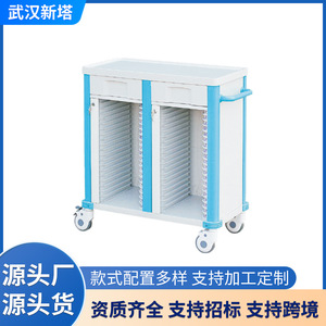 Medical Record Cart With <b>Drawers</b> 4 Castor Durable Hospital Trolley <b>Filing</b> Cabinet Model 02713 - Product Image 4