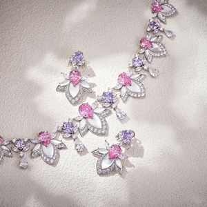 <span class=keywords><strong>Orecchini</strong></span> in ottone rosa viola con collana di fiori abbinati a accessori di gioielli di moda da donna in <span class=keywords><strong>madreperla</strong></span> bianca - Product Image 4