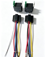 Relais de voiture 12V 40A 5 broches avec fusible intégré, LED verte, faisceau de câblage V4, support métallique SPDT pour klaxon, ventilateur, phare de voiture et camion