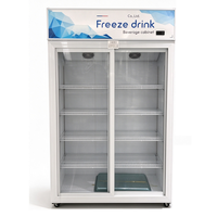 Vitrine réfrigérée verticale à 2 portes vitrées pour supermarché, présentoir de boissons commercial avec éclairage supérieur