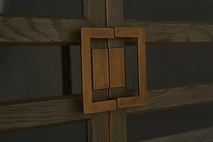 MRS WOODS porta in vetro antico grande libreria classica in legno massello di quercia naturale con cassetti - Product Image 3