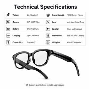 Lunettes Intelligentes IA OEM avec Double Caméra 1080P, Monture TR90, <span class=keywords><strong>Traduction</strong></span> en Temps Réel, Étanchéité IP67, Contrôle Tactile Type C, Portables - Product Image 4