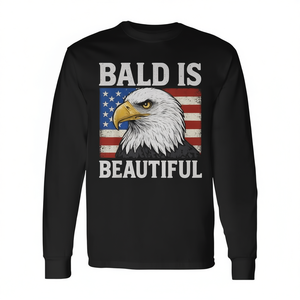 Camiseta de manga larga Bald Is Beautiful Usa Bald Eagle con diseño de bandera estadounidense del 4 de julio - Product Image 2