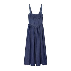 SHENZHU Vestido Midi Vaquero Sin Espalda para Mujer, Nueva Moda Verano 2026, Estilo <span class=keywords><strong>Vintage</strong></span> Casual Sin Mangas, <span class=keywords><strong>Vestidos</strong></span> de Mujer - Product Image 1