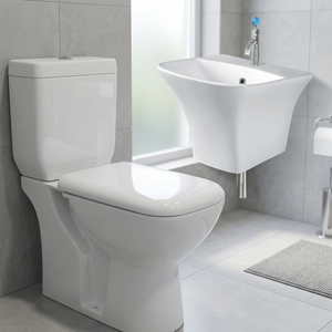 Juego de inodoro de cerámica sin montura de China, armario de agua de dos piezas con trampa S italiana y lavabo a un precio asequible - Product Image 5