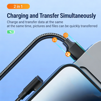 Kabel Pengisian Cepat USB-C 90 Derajat Bentuk L PD60W 3A Grosir 1m 2m untuk Ponsel Printer Komputer Tembaga Murni