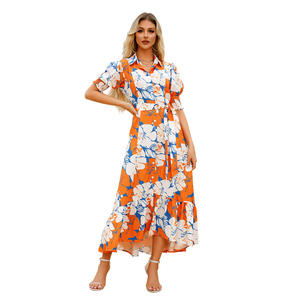 Abito Casual con collo a POLO stampato <span class=keywords><strong>Maxi</strong></span> abito estivo di utilizzo quotidiano con stampe digitali stile autunnale - Product Image 6