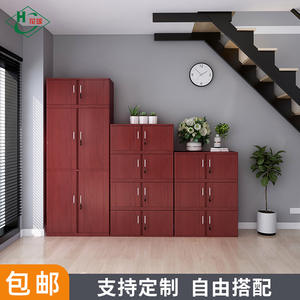 خزانة ملفات فولاذية بلون خشبي مطبوعة بتقنية النقل الحراري، مقاومة للحريق، بباب زجاجي، تصميم عصري، لتخزين المستندات المكتبية، مع قفل، تخزين منخفض - Product Image 2