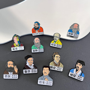 เข็มกลัดรูปตัวอักษร "หลู่ซุน" ของขวัญสร้างแรงบันดาลใจสำหรับนักเรียน ตราโลหะที่ช่วยให้นักเรียนผ่านการสอบเสมอ เข็มกลัดติดกระเป๋านักเรียน - Product Image 1